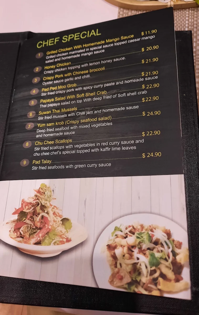 Menu, Suwan Thai Cuisine