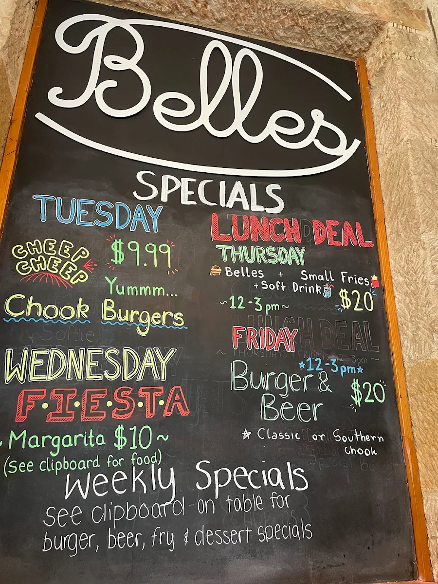 Menu, Belles Burgers