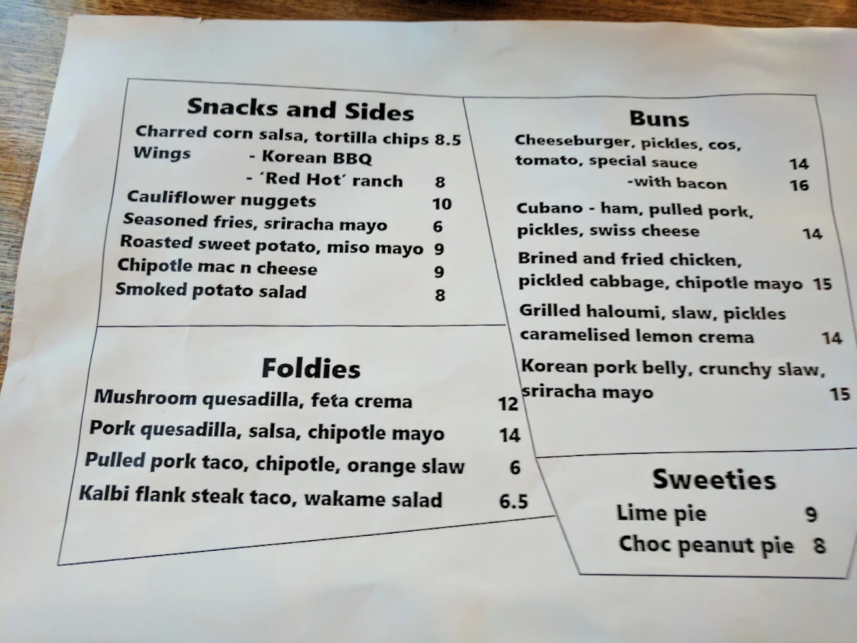 Menu, Belles Burgers