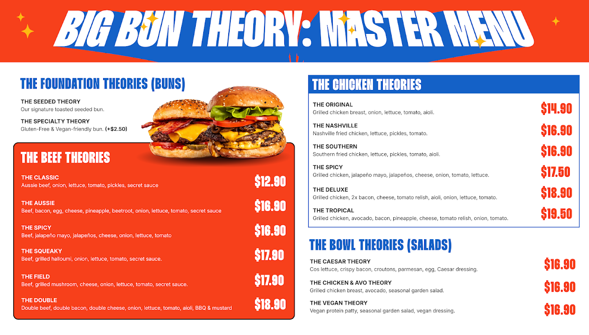 Menu, Big Bun Theory