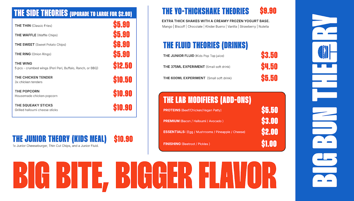 Menu, Big Bun Theory
