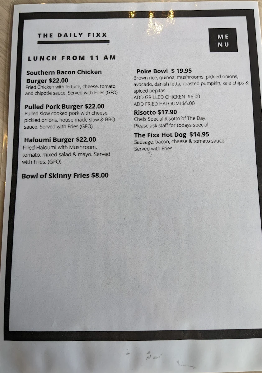 Menu, Latte Di Caffé