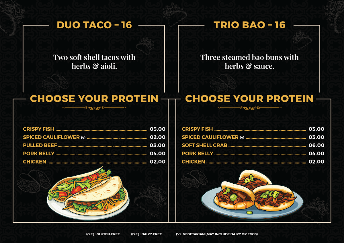 Menu, Backlane Bar and Street Food