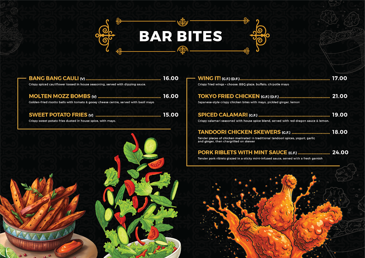 Menu, Backlane Bar and Street Food