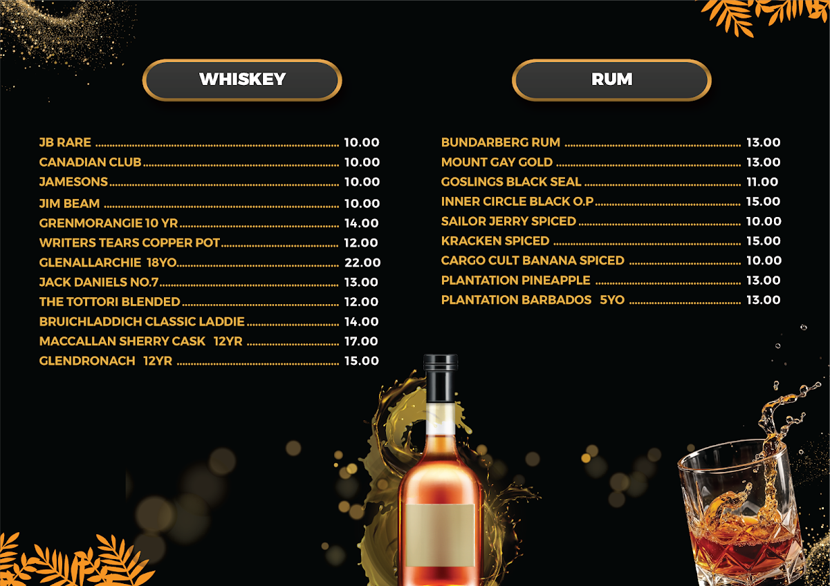 Menu, Backlane Bar and Street Food