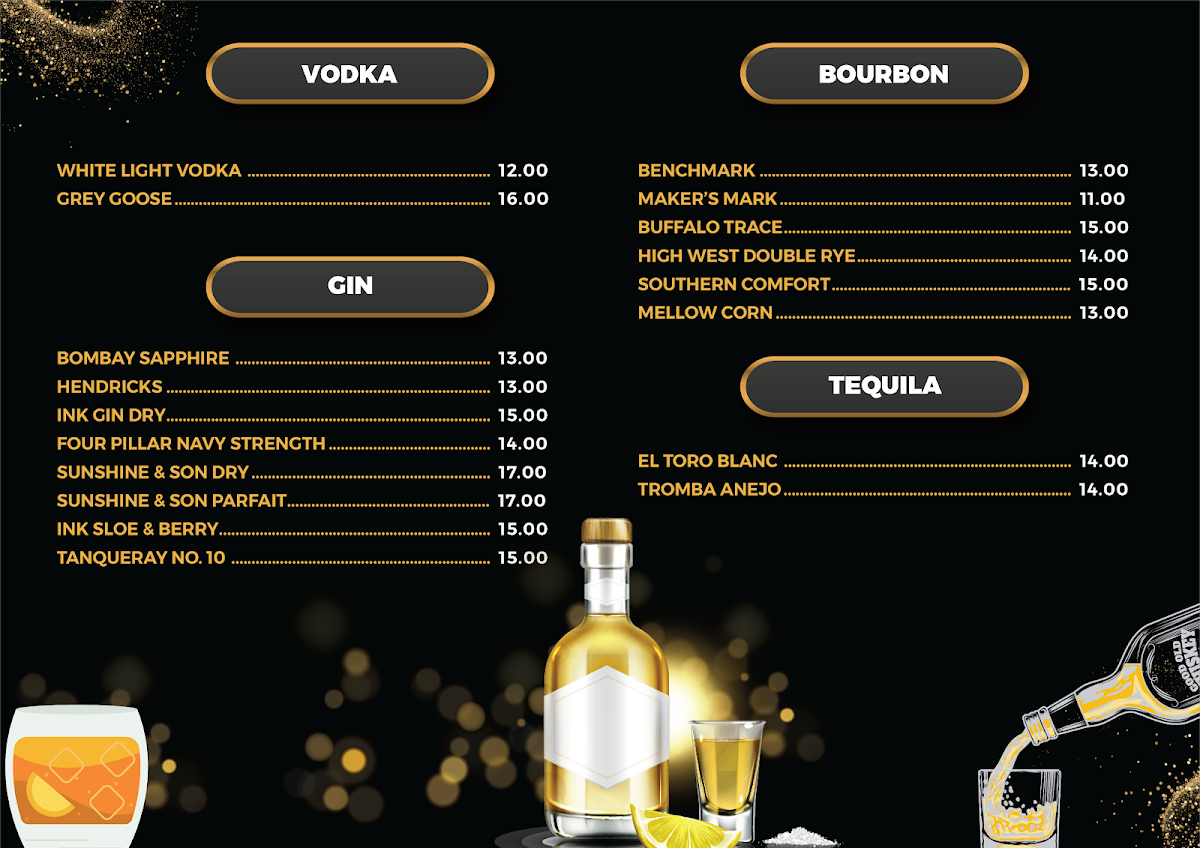 Menu, Backlane Bar and Street Food