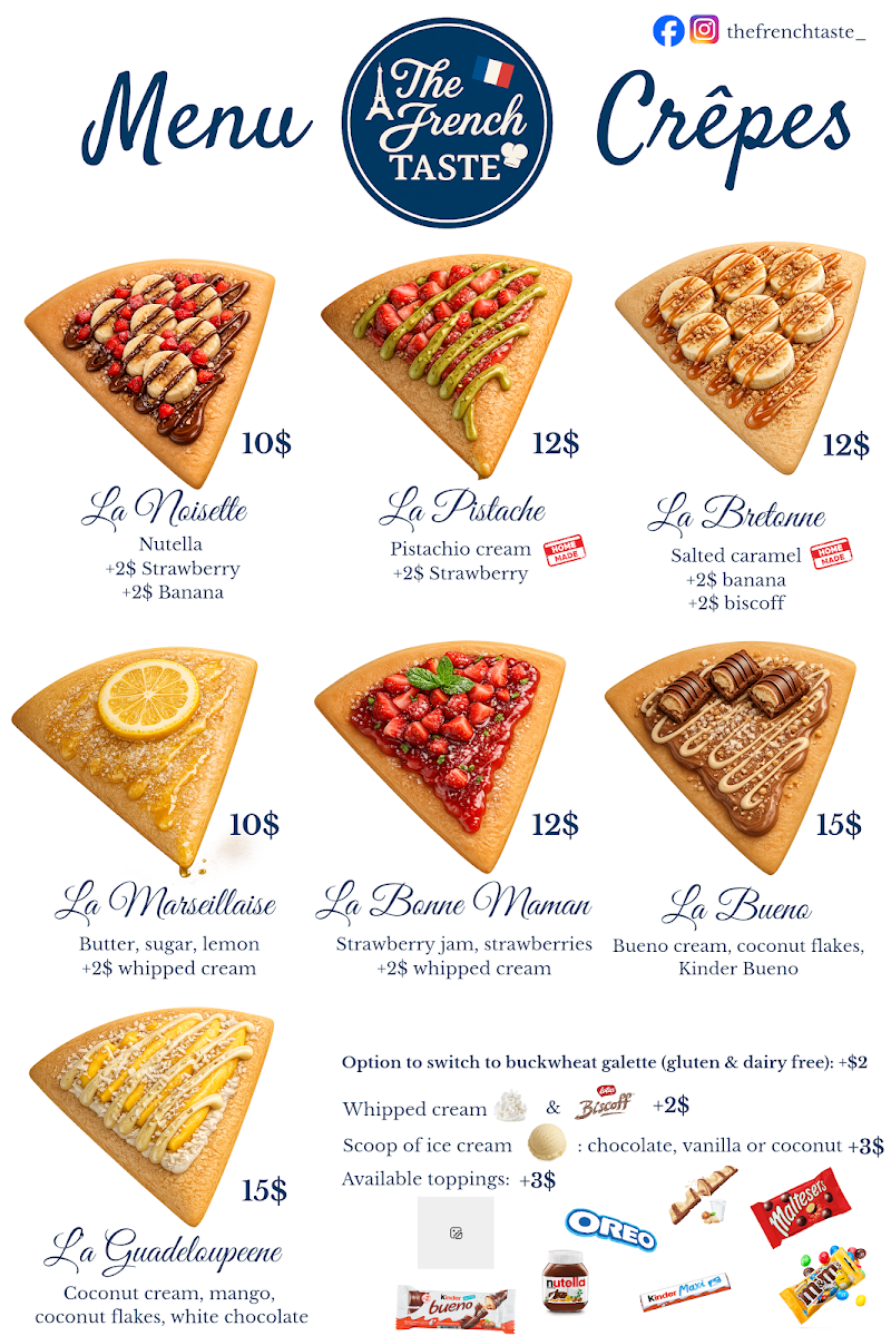 Menu, The French Taste - Crêpes & Galettes