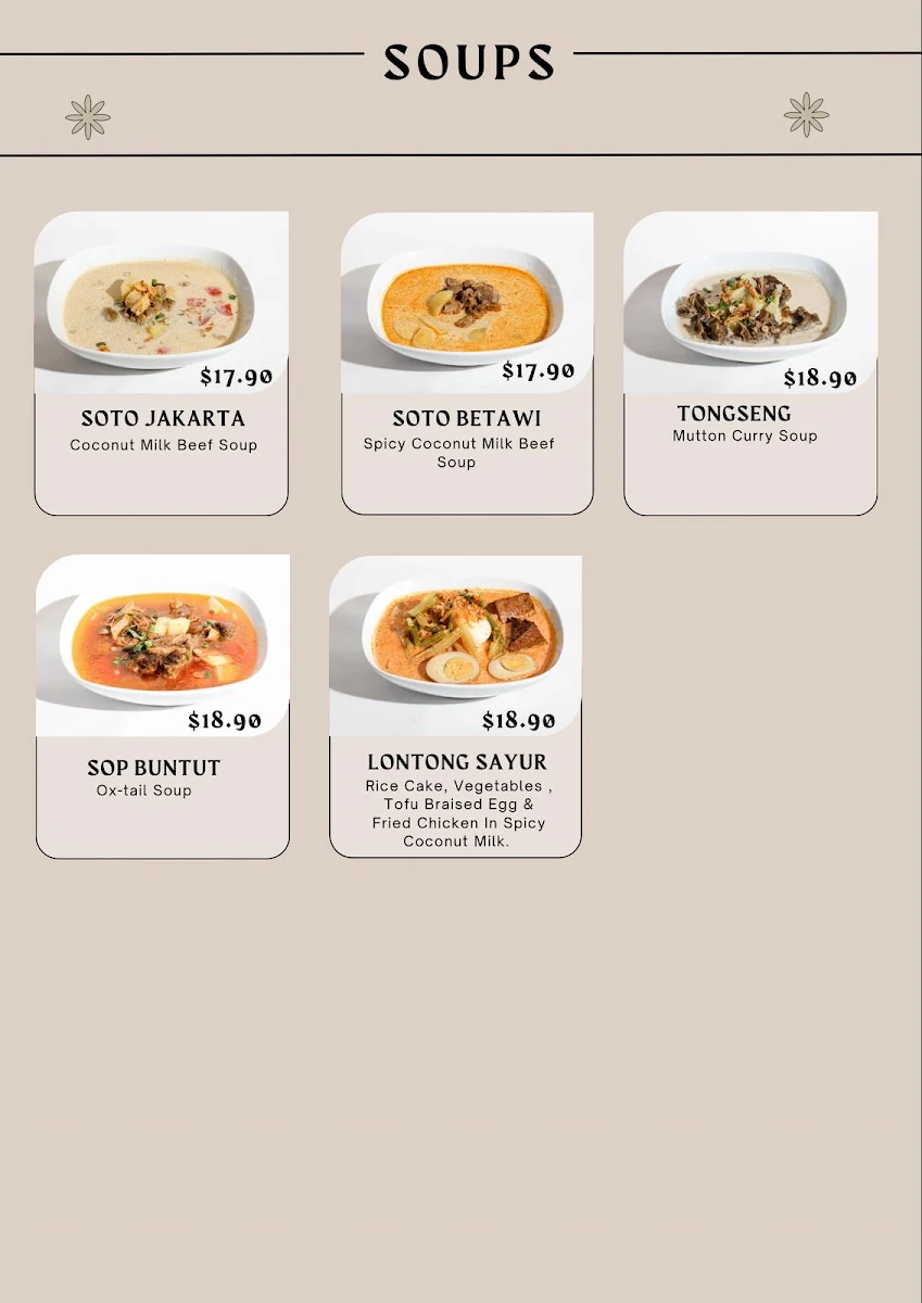 Menu, Padmakan Sydney