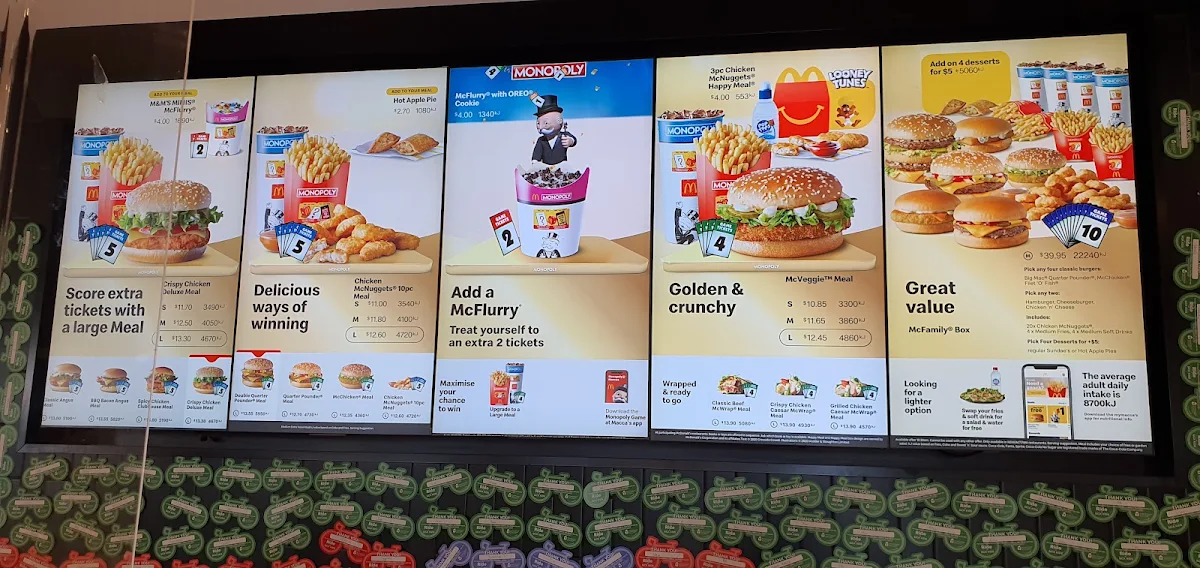 Menu, McDonald's Victoria Park