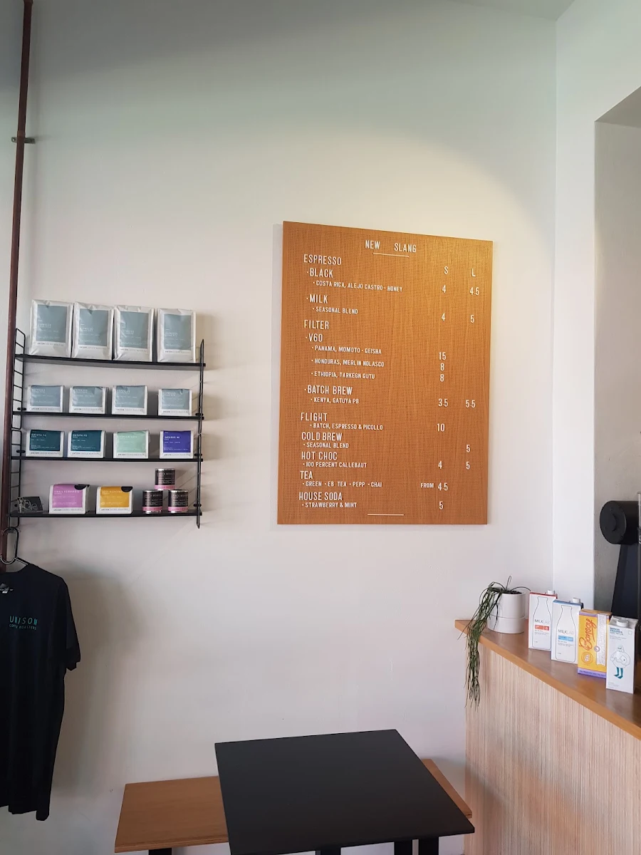 Menu, New Slang Coffee Brewers