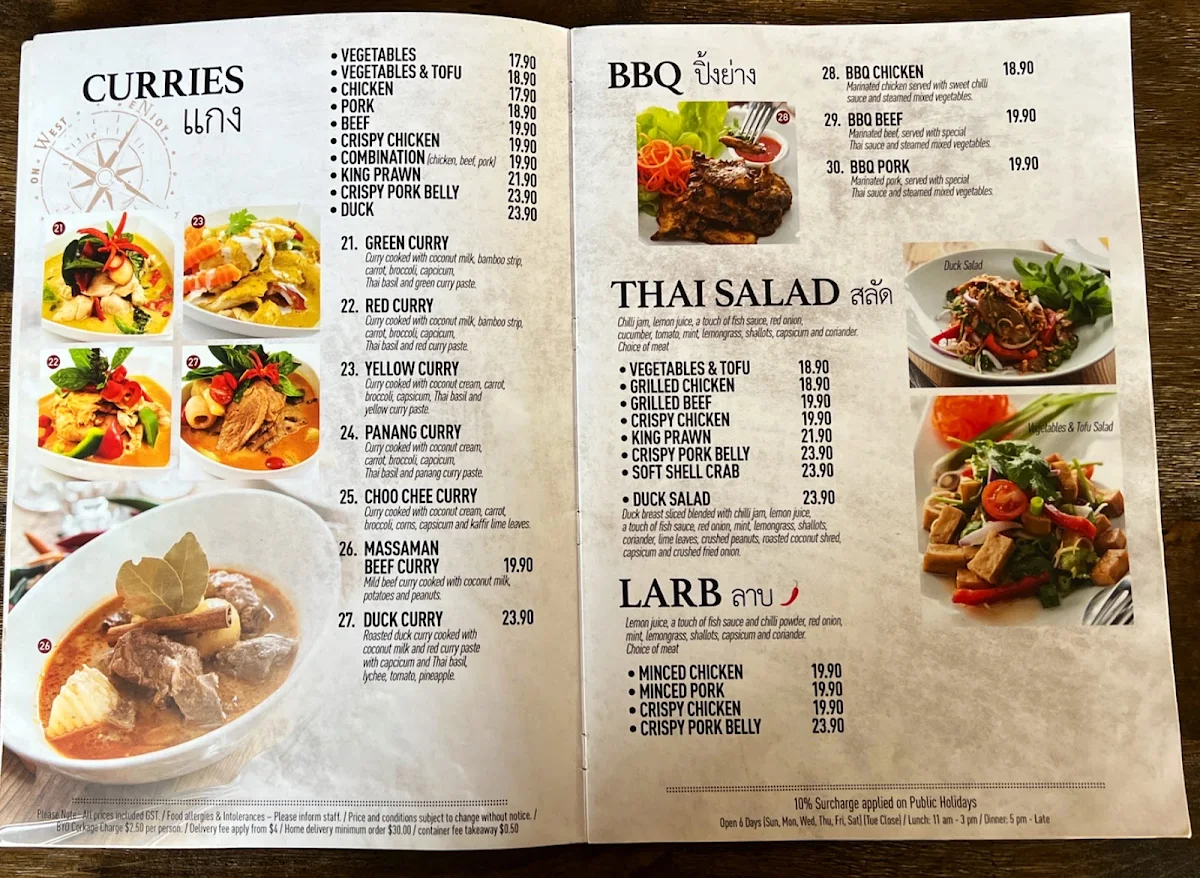 Menu, Thai Season Restaurant in Umina Beach
