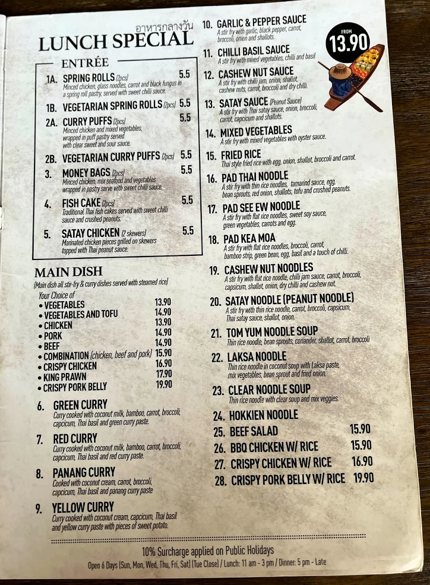Menu, Thai Season Restaurant in Umina Beach