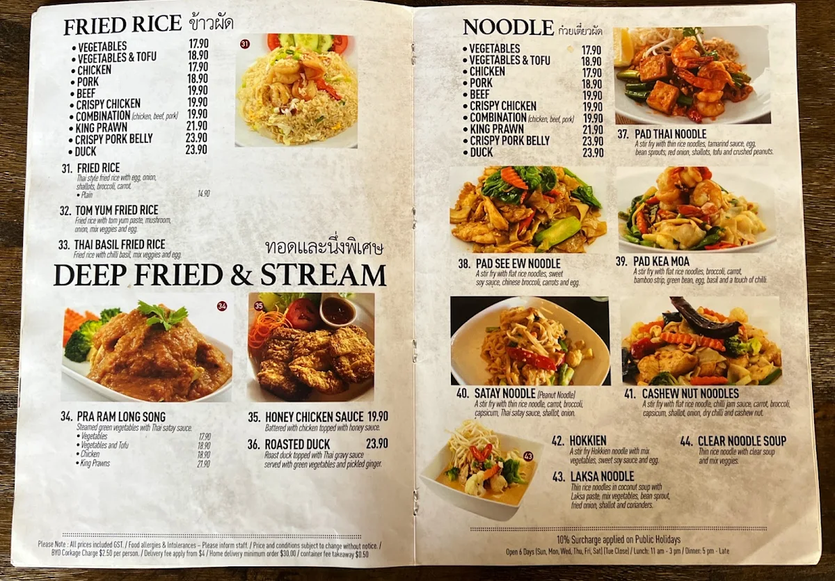 Menu, Thai Season Restaurant in Umina Beach