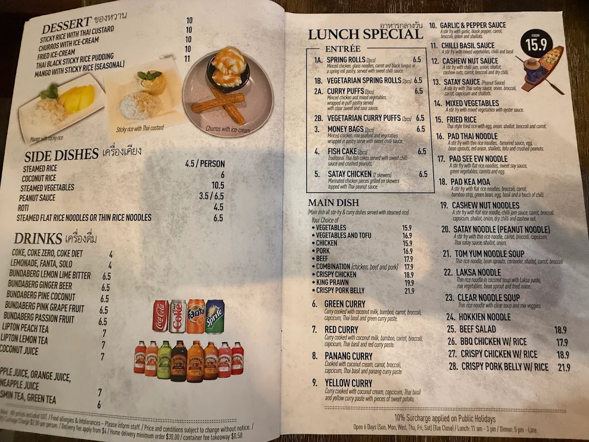 Menu, Thai Season Restaurant in Umina Beach