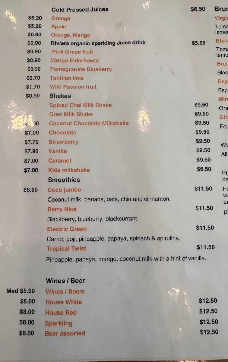 Menu, Cafe Windchimes