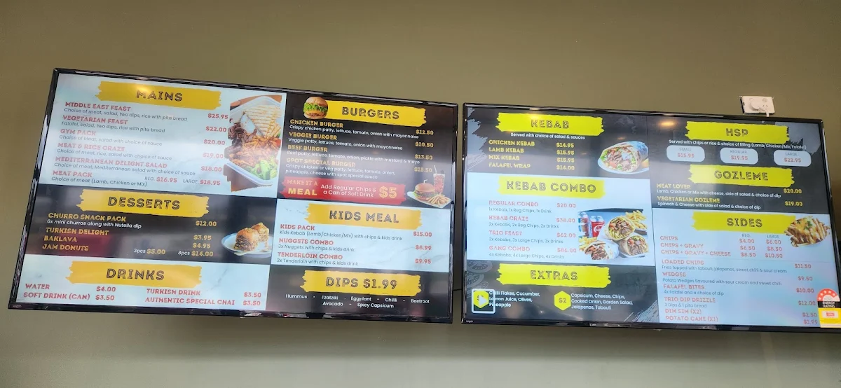 Menu, Kebab & Burger Spot