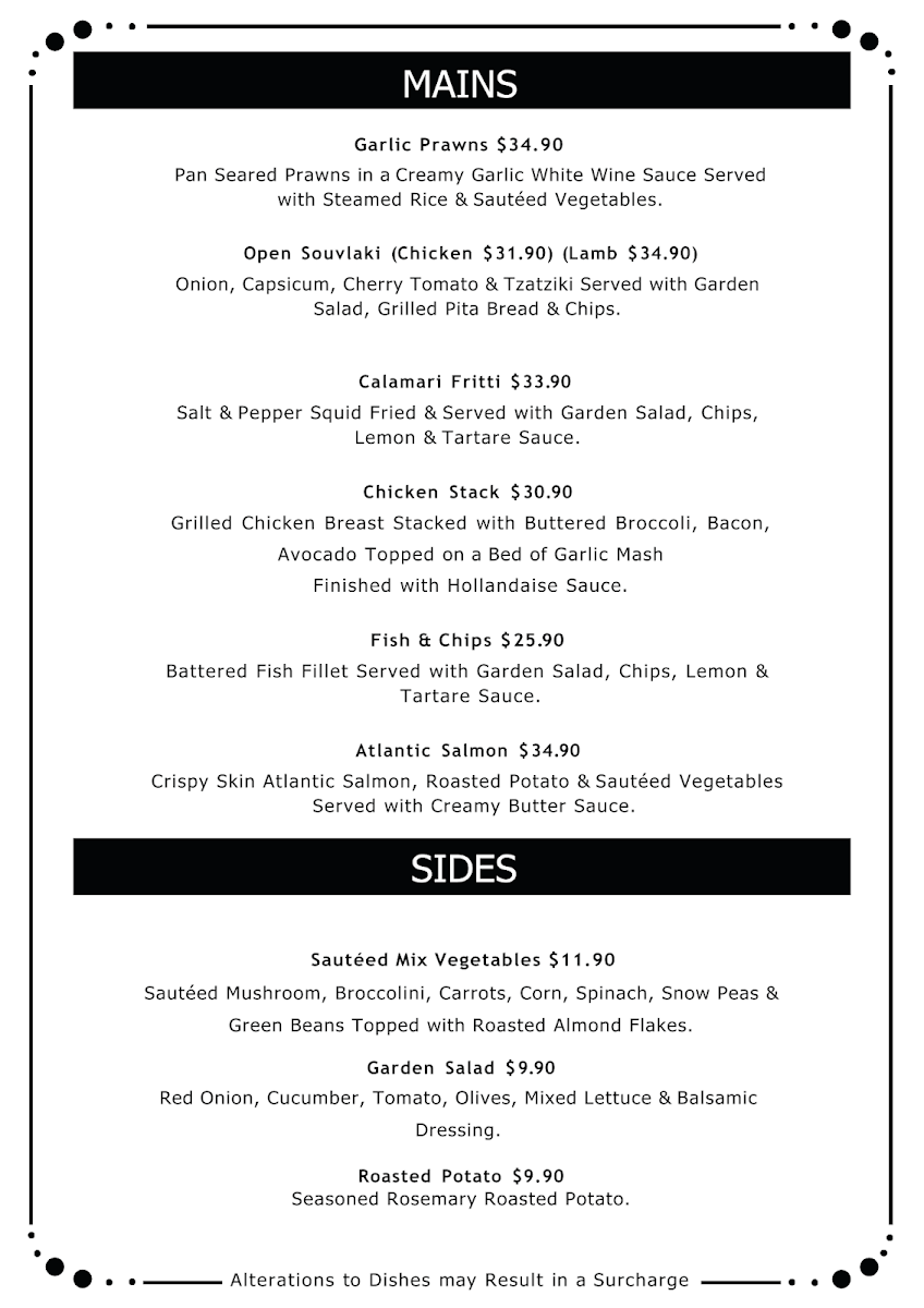 Menu, Cafe Brunelli
