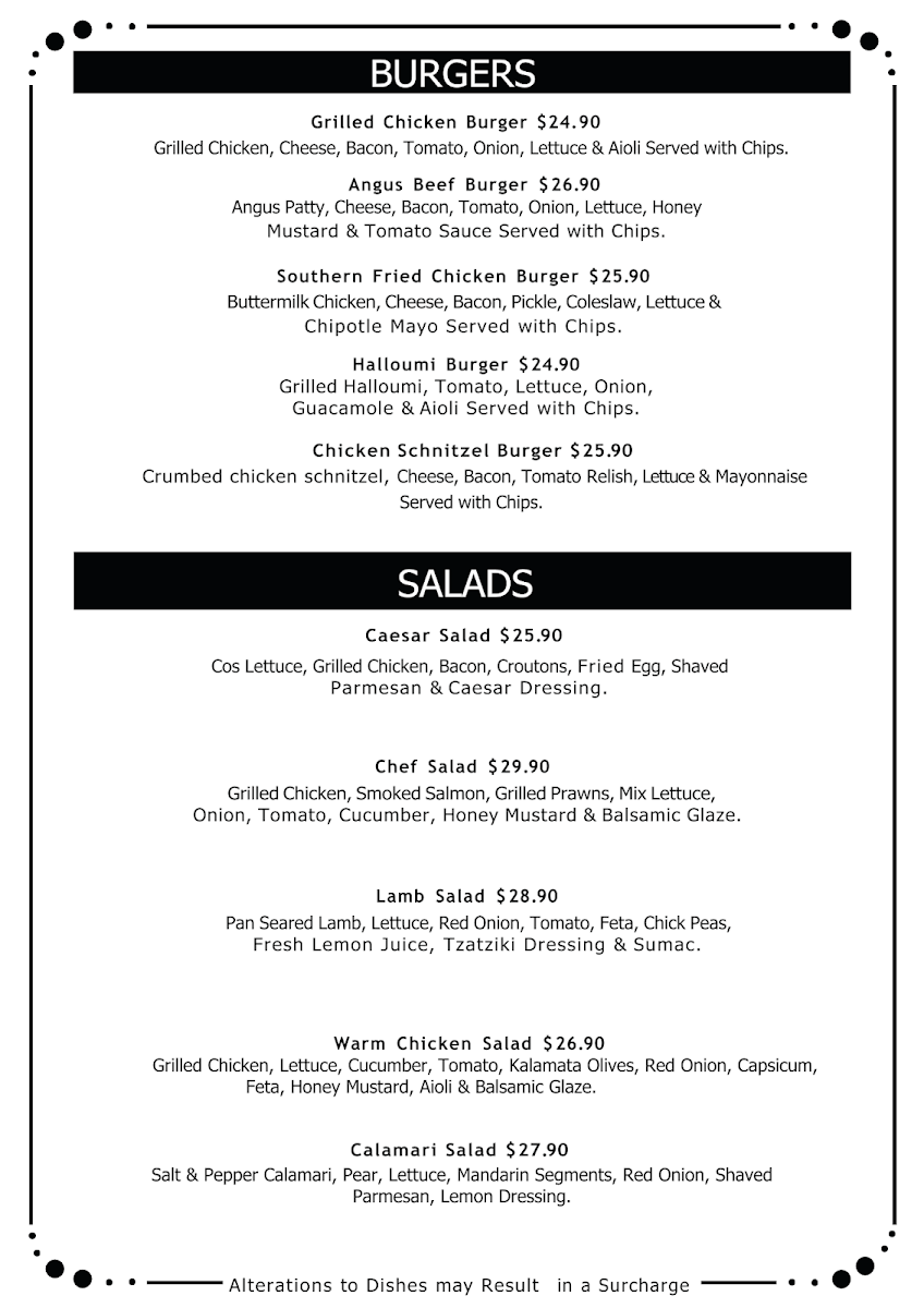Menu, Cafe Brunelli
