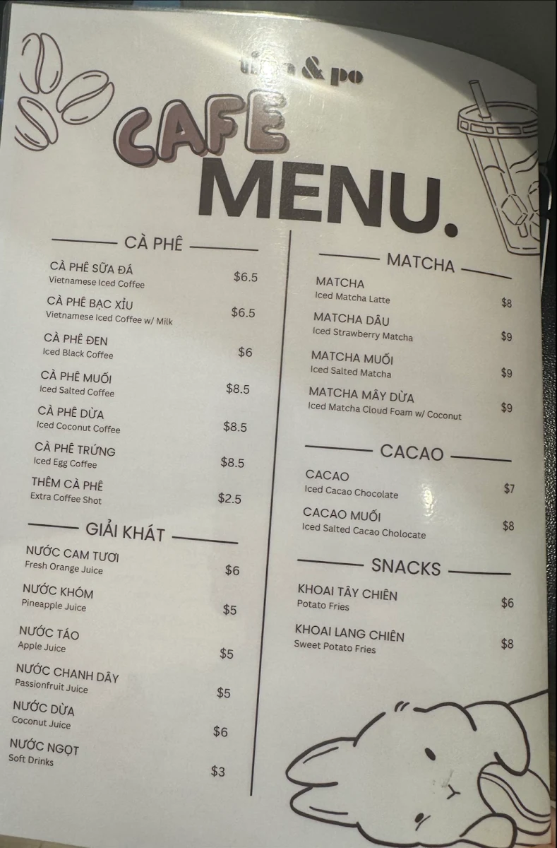Menu, Tina & Po