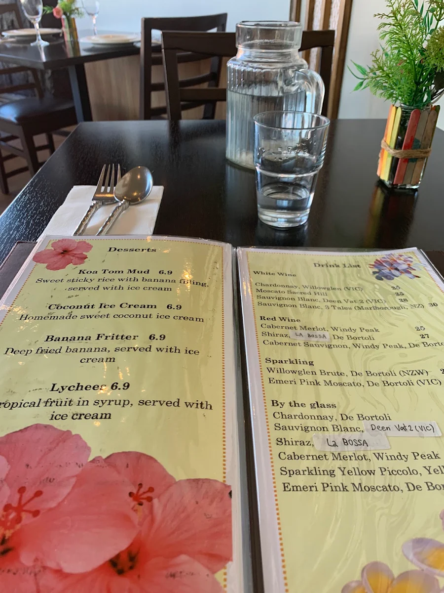 Menu, Tarin Thai Restaurant Heidelberg