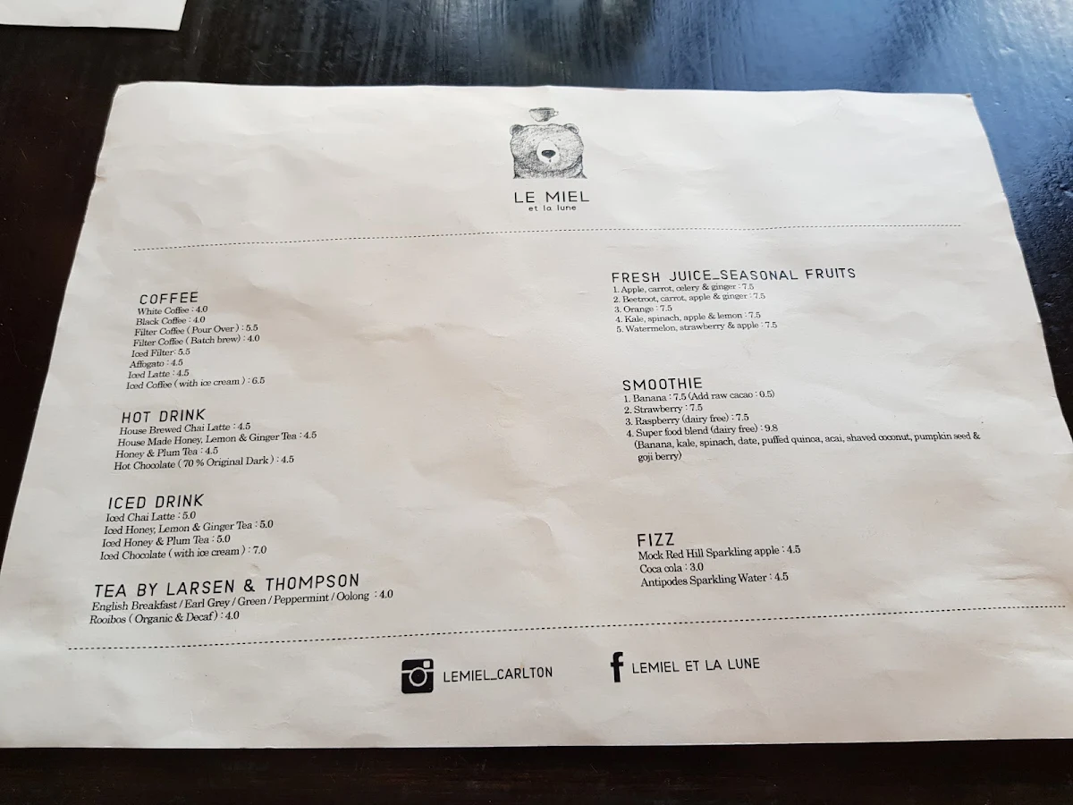 Menu, Le Miel Et La Lune (han le miel)