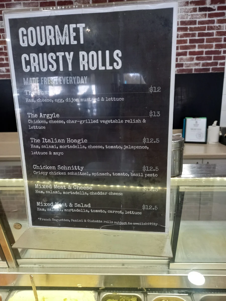 Menu, Pinjarra Bakery (Pinjarra)
