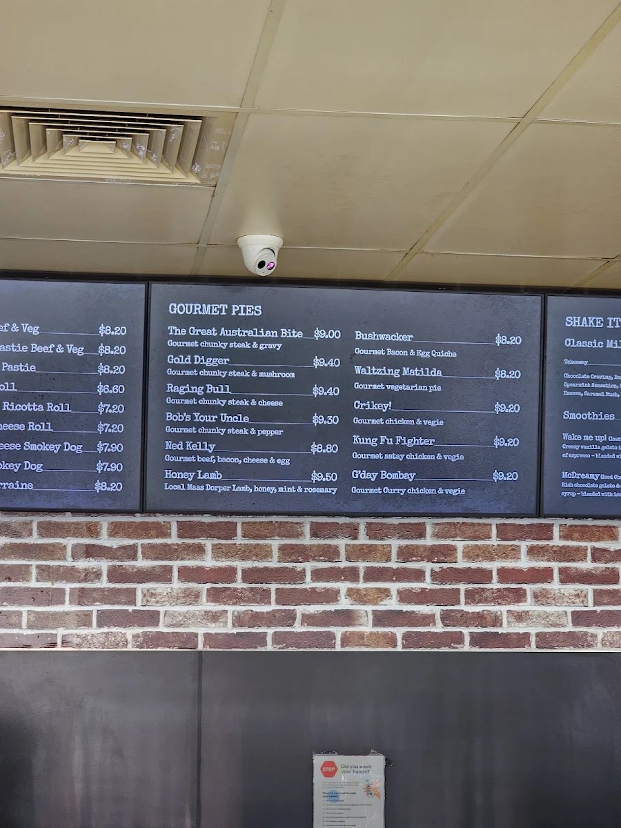 Menu, Pinjarra Bakery (Pinjarra)