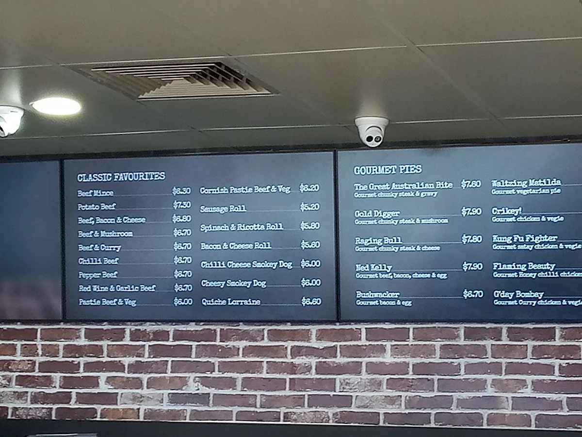 Menu, Pinjarra Bakery (Pinjarra)