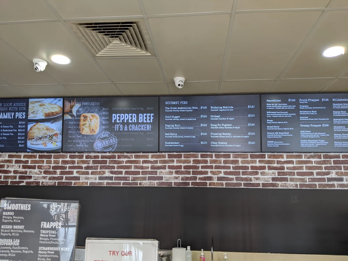 Menu, Pinjarra Bakery (Pinjarra)