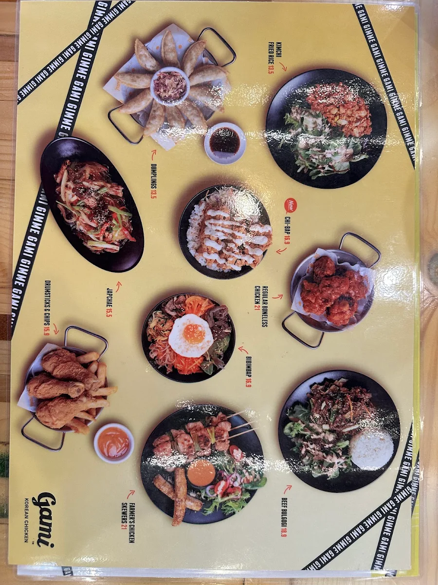 Menu, Gami Chicken & Beer