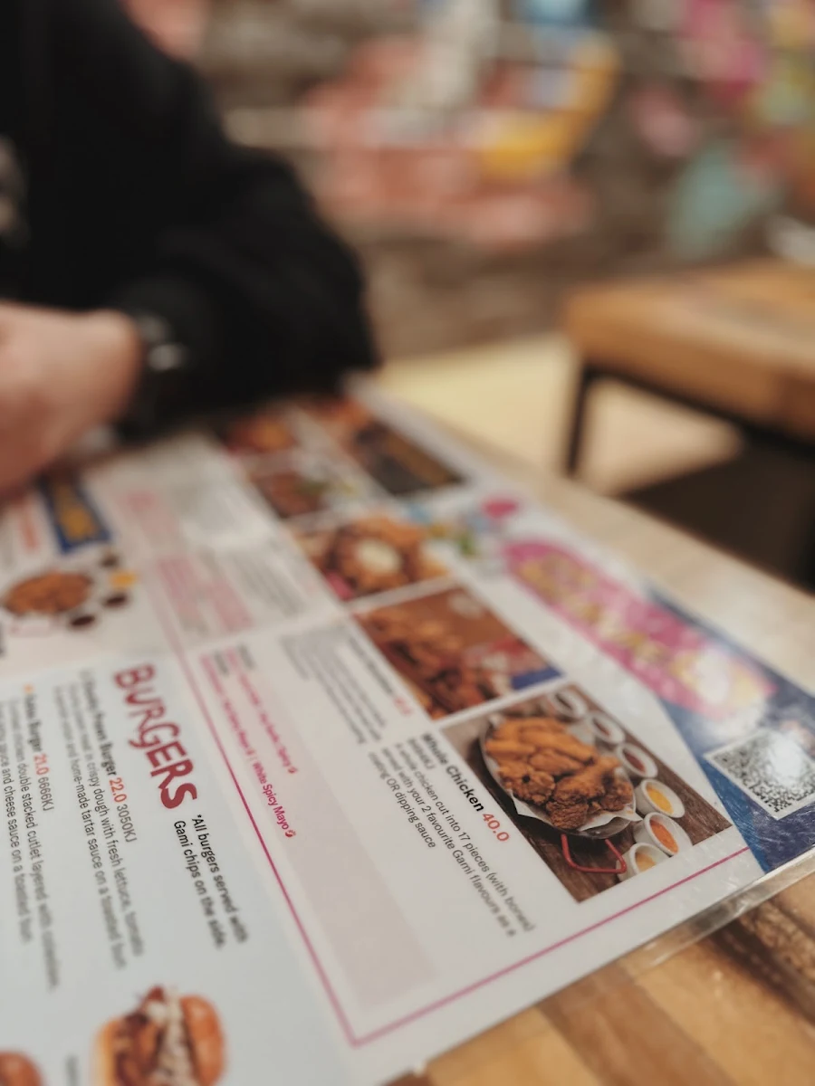 Menu, Gami Chicken & Beer