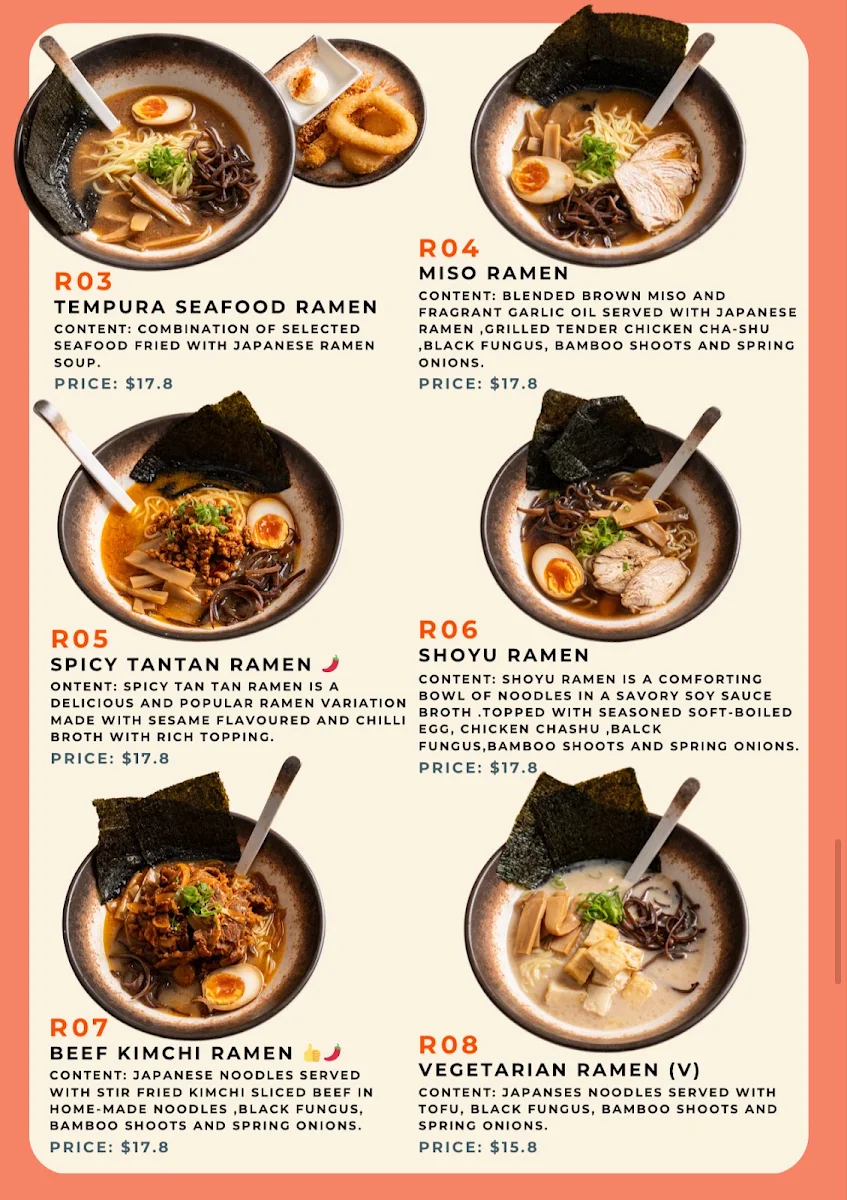 Menu, Sushi Heaven - Campbellfield