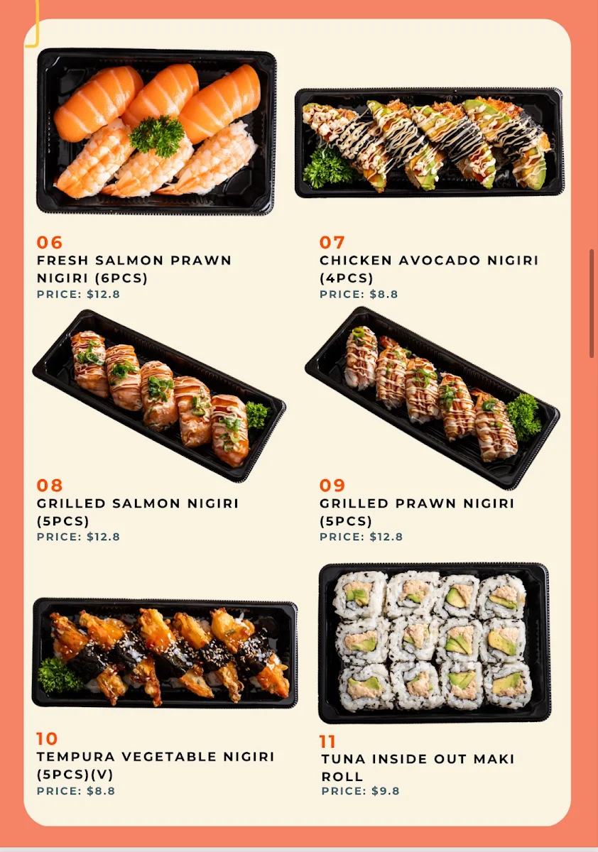 Menu, Sushi Heaven - Campbellfield