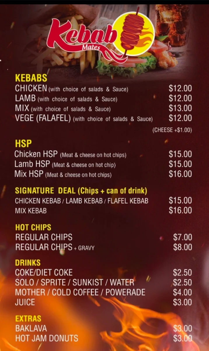 Menu, Kebab Mates