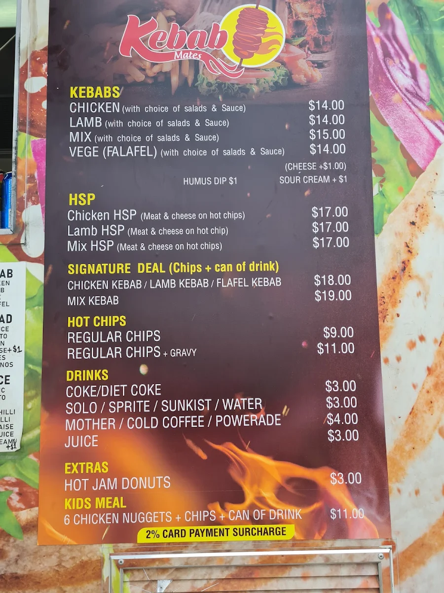 Menu, Kebab Mates