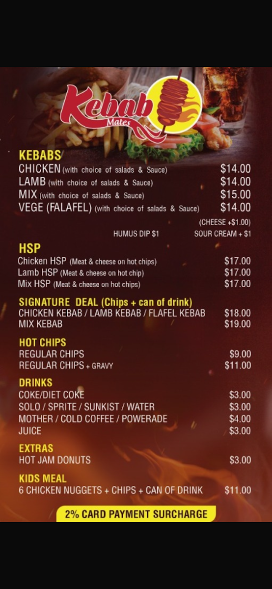 Menu, Kebab Mates
