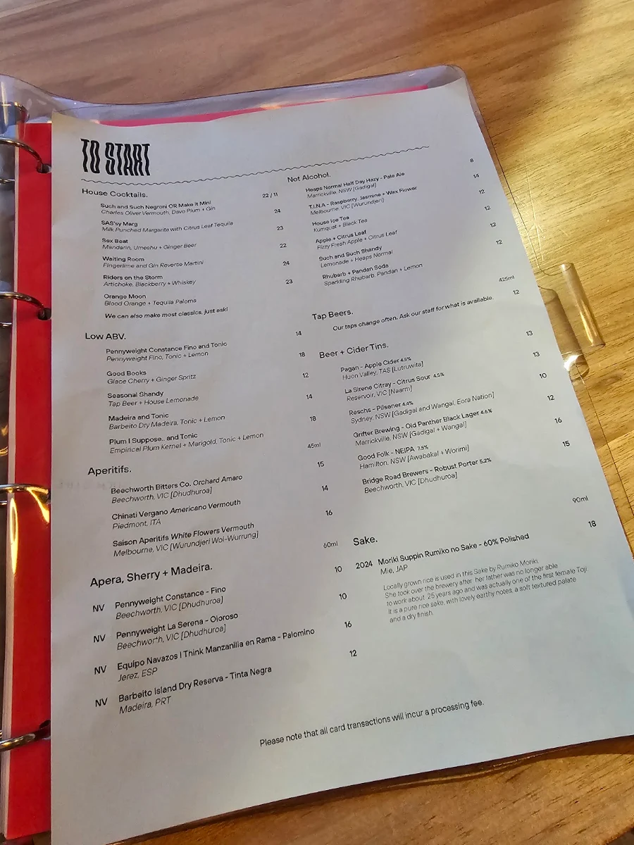 Menu, Such and Such Restaurant