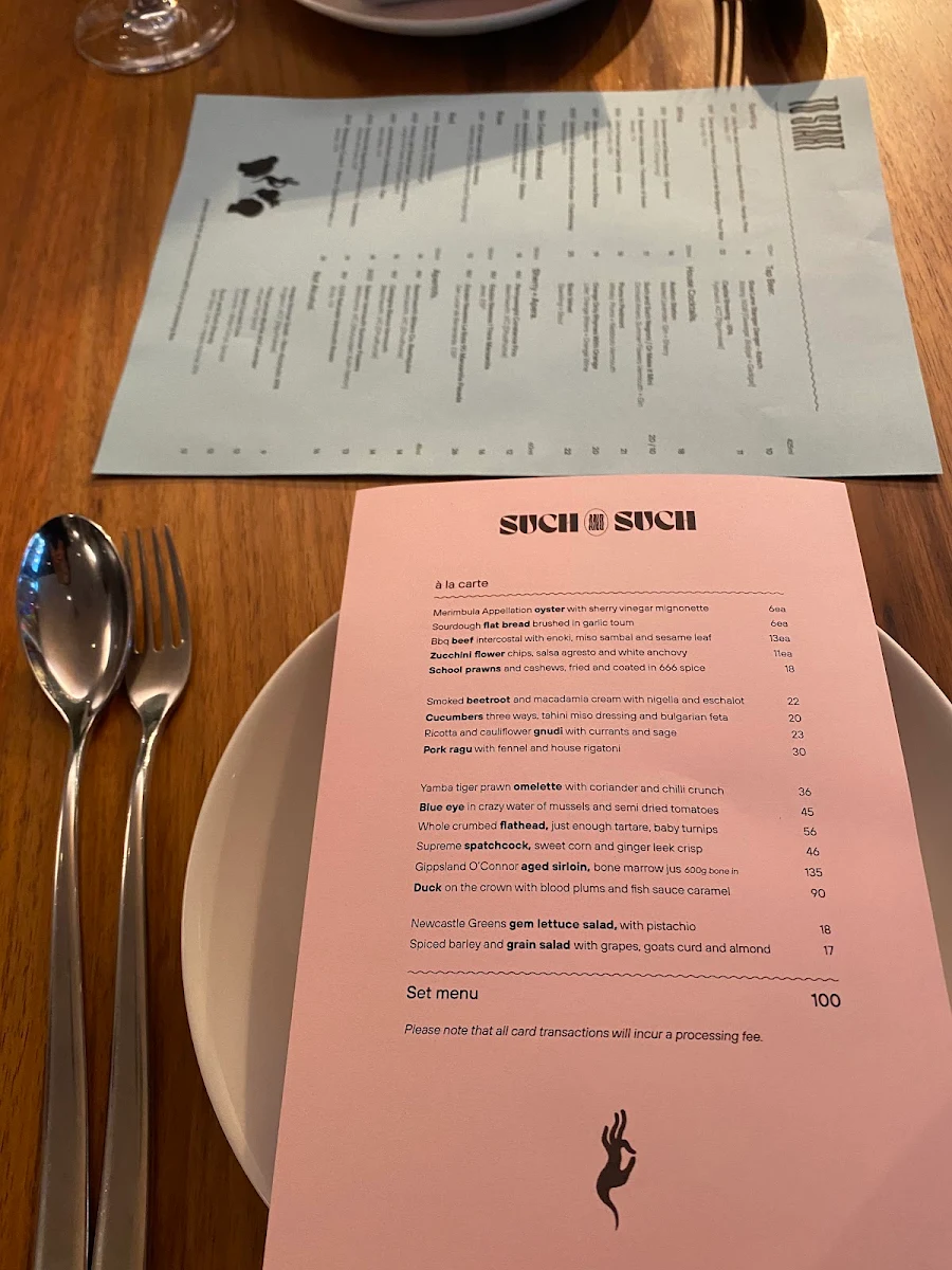 Menu, Such and Such Restaurant