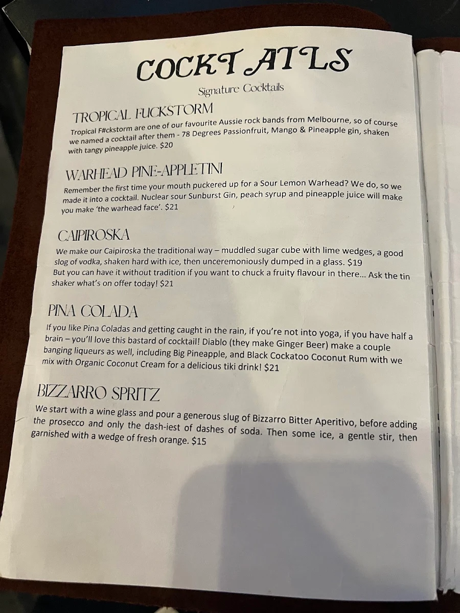 Menu, Saccharomyces Beer Cafe