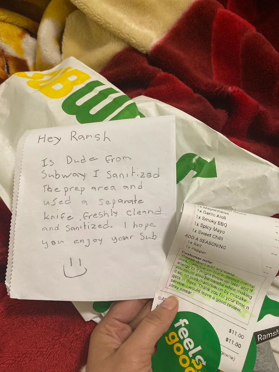 Menu, Subway