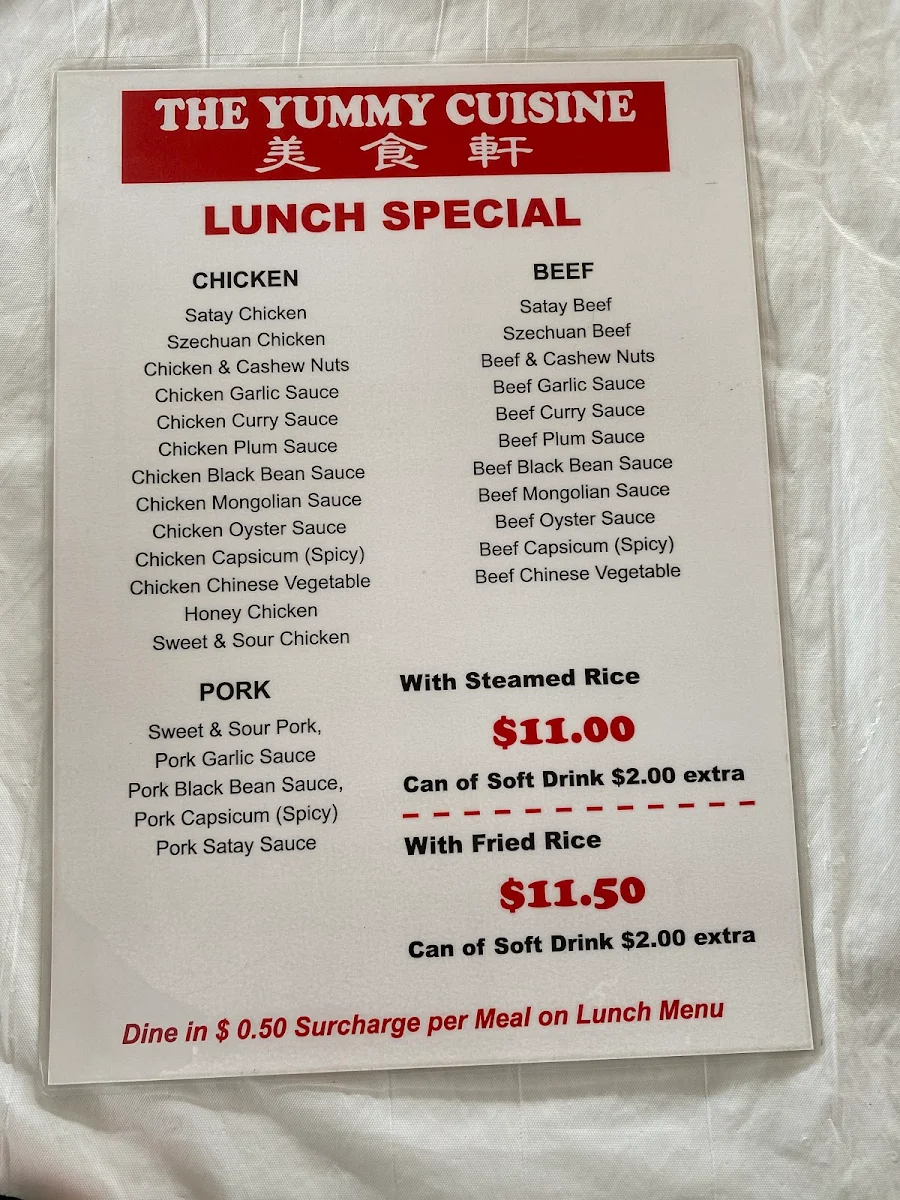 Menu, The Yummy Cuisine