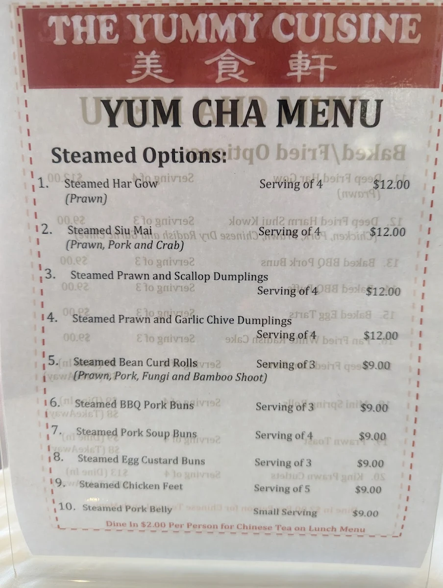 Menu, The Yummy Cuisine