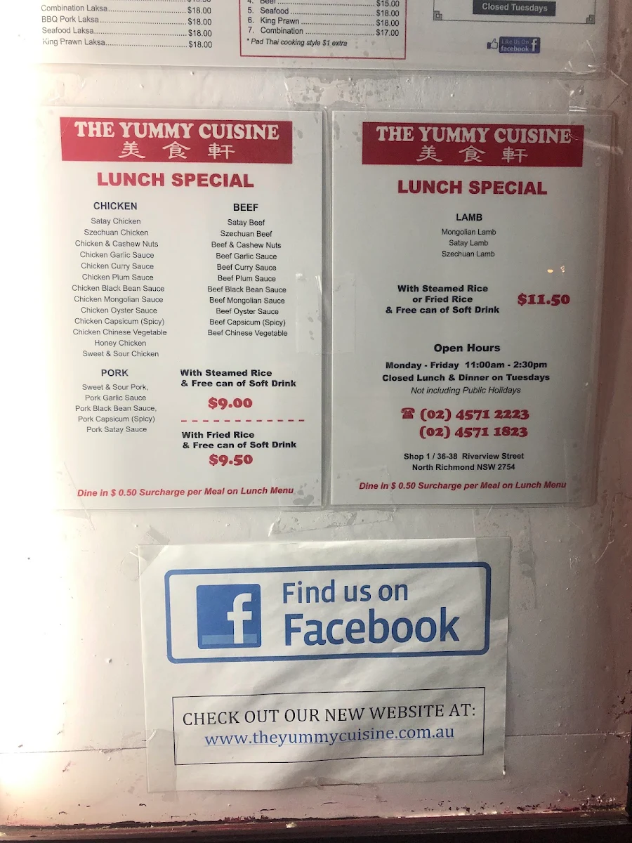 Menu, The Yummy Cuisine