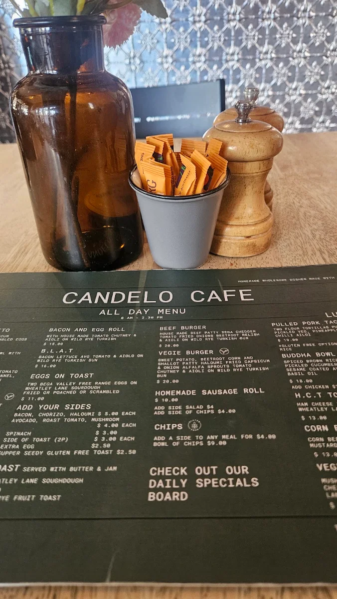 Menu, Candelo General Store Cafe
