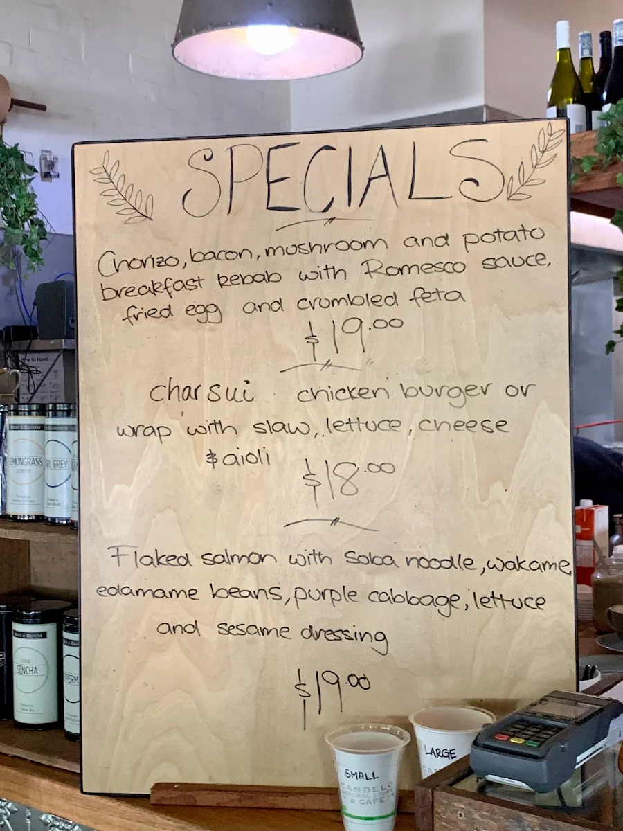 Menu, Candelo General Store Cafe