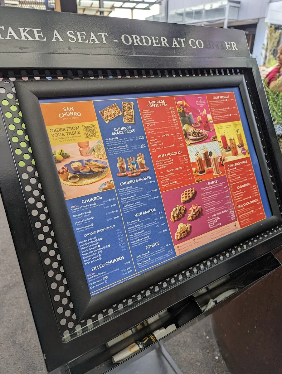 Menu, San Churro Watergardens