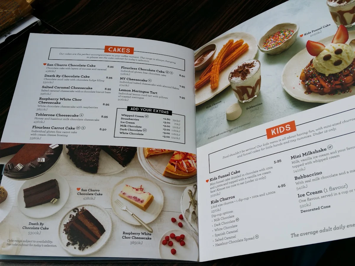 Menu, San Churro Watergardens