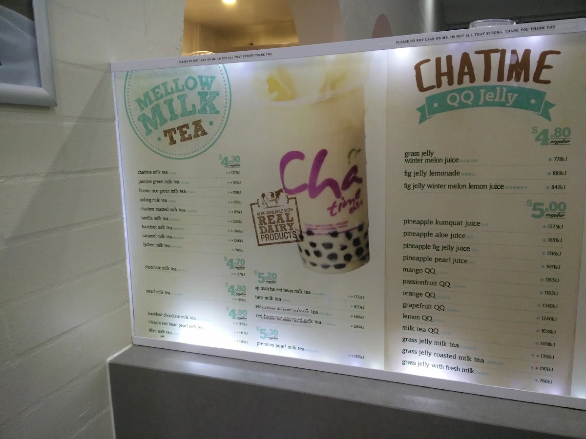 Menu, Chatime UQ