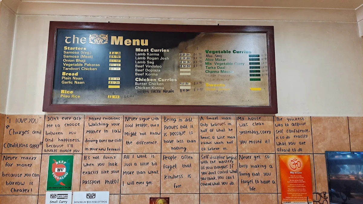 Menu, Curry Lane
