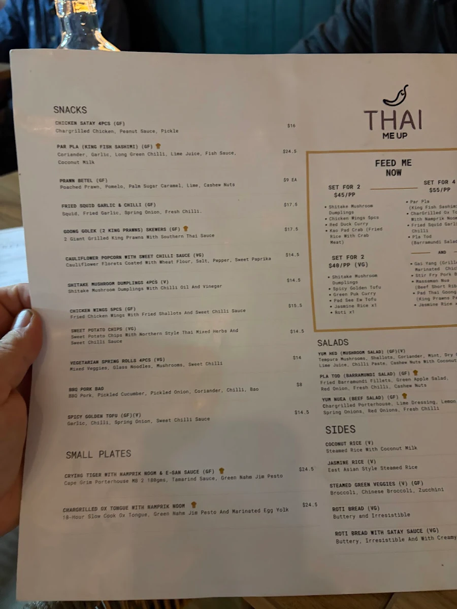 Menu, Thai Me Up - Chapel St
